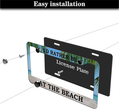 License Plate Frames Multicolor Car License Plate Frame I'd Rather Be at The - Image 7