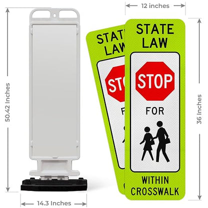 State Law Stop for Pedestrian in Crosswalk MUTCD R1-6a Sign, Double Sided 3M - Image 3
