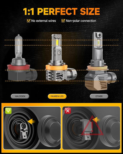 FAHREN H11 9005 Light bulbs Combo, 60000LM 900% Super Bright H9 H8 HB3 Off-Road - Image 3