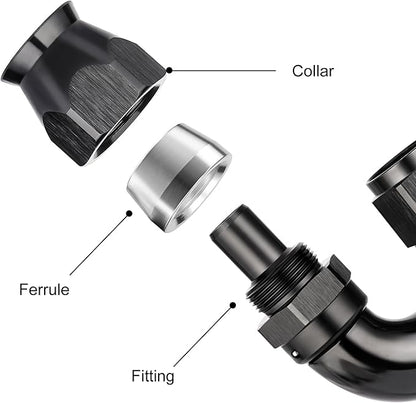 EVIL ENERGY 8AN 180 Degree PTFE One Piece Full Flow End Hose Fitting Aluminum - Image 2