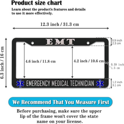License Plate Bracket Black and White License Plate Frames EMT Emergency - Image 2