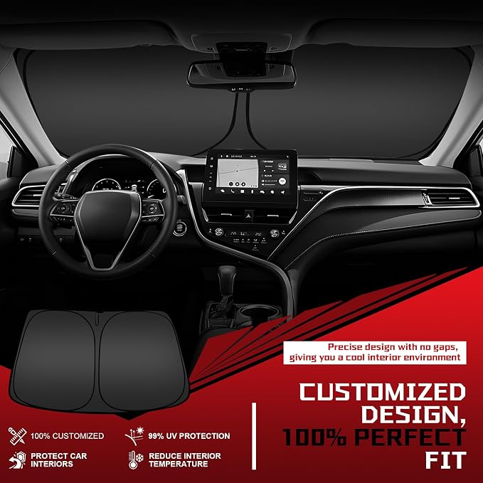 Windshield Sun Shade for 2019-2025 Volkswagen VW Jetta Foldable Sun Sunshade - Image 2