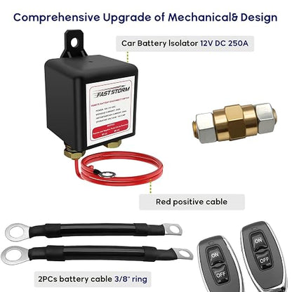 Side Post Remote Battery Disconnect Switch 12V, 250A Negative Battery Cut Off - Image 8