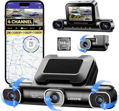 AZDOME 360° 4 Channel Dash Cam, Built-in 128GB eMMC, 2K+1080P*3 Dashcam Front by AZDOME