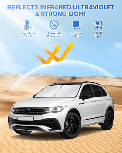 Windshield Sun Shade for 2018-2023 Volkswagen VW Tiguan Side Rear Window Shade - Image 2