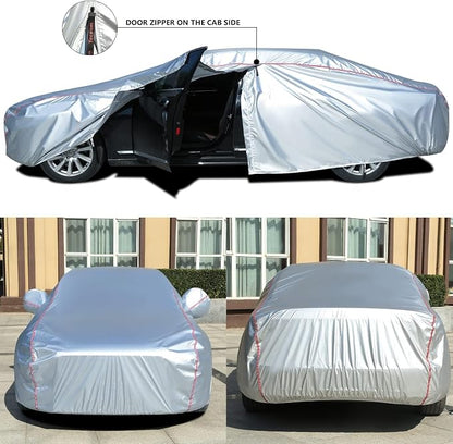 Tecoom Waterproof Sedan Car Cover Oxford W/Door Zipper, All Weather Car Cover - Image 2