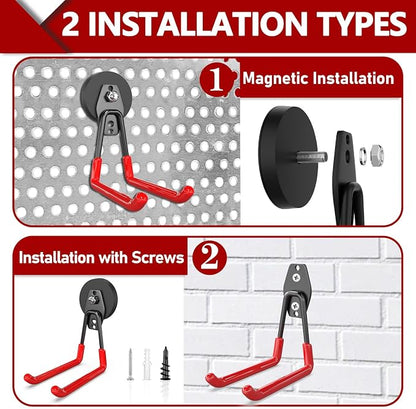 3-H Heavy Duty Magnet Garage Hooks 2 Pack, Extra Large Strong Magnetic Hooks - Image 2