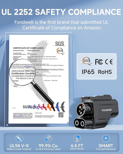 Fondwell NACS to CCS Charger Adapter: UL 2252 Safety Compliance Verified by SGS - Image 2