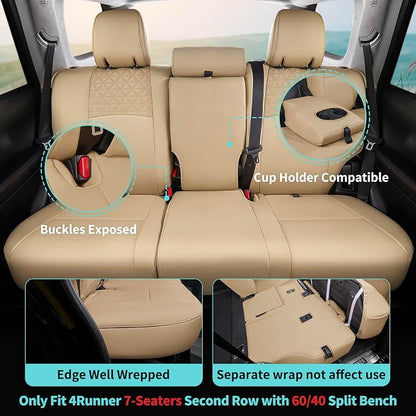Seat Covers for Toyota 4Runner 2011-2024, Faux Leather Car Seat Cover Full Set - Image 3