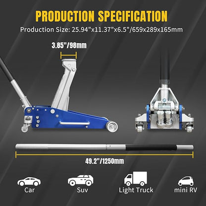 YELLOW JACKET Floor Jack 2.5 Ton Hydraulic Low Profile Aluminum and Steel - Image 5