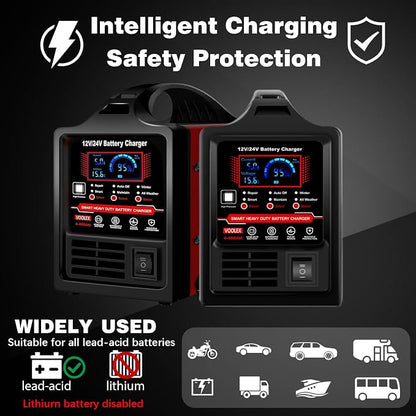 Voolex Car Battery Charger 12V 24V Portable Automotive Trickle Charger Battery - Image 2