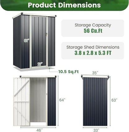 Goplus 3.8 x 2.8 FT Storage Shed Outdoor, All-Weather Steel Utility Storage - Image 7