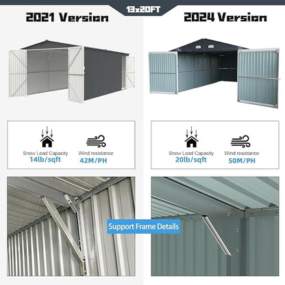 LANTRO JS Sheds & Outdoor Storage, 13x20ft Large Outdoor Metal Garage Shed - Image 4