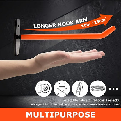 8 PCS Garage Hooks Heavy Duty Wall Mount, Tire Storage System - Image 2