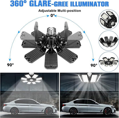 LED Garage Lights Bulb 8 Panels 2 Pack -200W, 20000LM 6500K Led Shop Light - Image 2