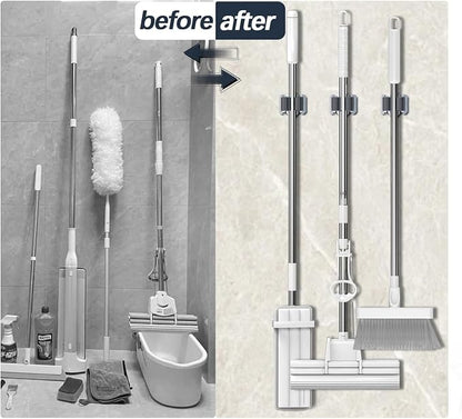 3-H 4 Pack Mop and Broom Holder Big Size Hanging 1 KG Extra, Broom Holder Wall - Image 6