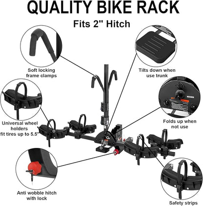 WEIZE 2 E Bike Rack Hitch Mounted, Wobble Free Smart Tilting Folding 2 Bicycle - Image 7
