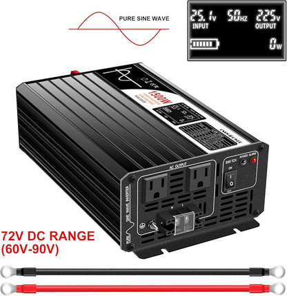 Xijia 1500W Pure Sine Wave Inverter DC 72V to AC 120V 60HZ Solar Converter - Image 2