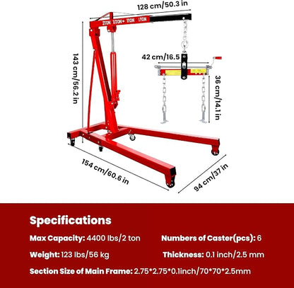 4400 Lbs Folding Engine Hoist Cherry Picker, 2 Ton Engine Hoist - Image 7