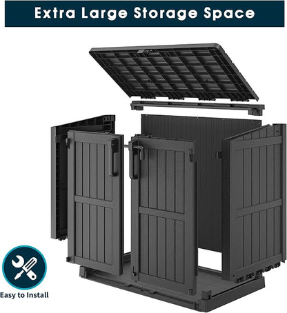 Outdoor Storage Shed 36 Cu. Ft. Resin Garden Horizontal Storage Large Capacity - Image 9