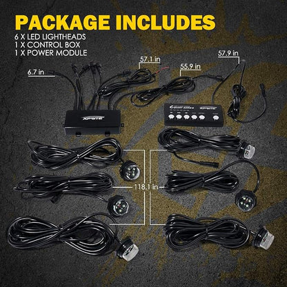 Xprite Amber LED Hideaway Strobe Lights Kit 20 Flashing Patterns w/Control - Image 7
