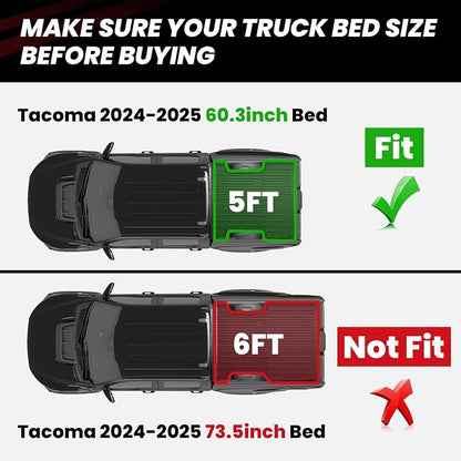 LASFIT Bed Mat for Toyota Tacoma 2024 2025 Truck Bed, All Weather 5 ft Rubber - Image 2