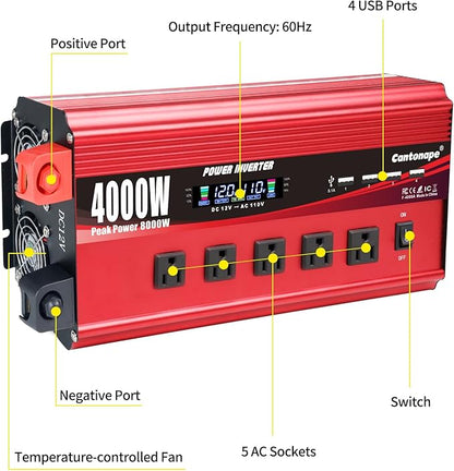 4000W Power Inverter 12V to 110V/120V DC to AC - Image 3
