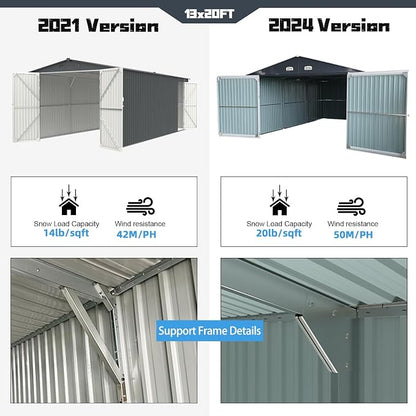 KUIKUI Shed 20x13 FT, Metal Shed Without Floor, Outdoor Storage Shed - Image 3
