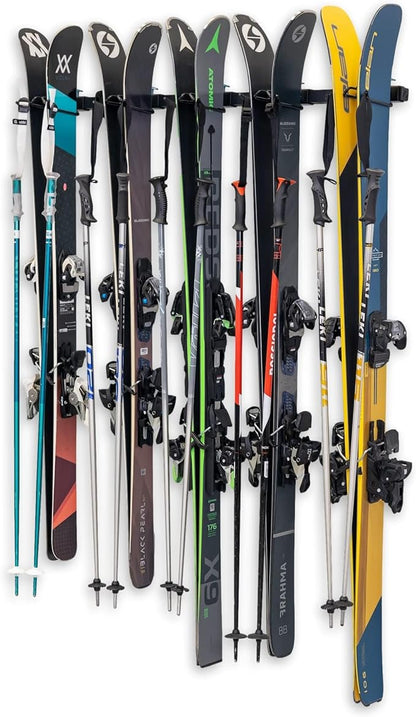 StoreYourBoard Lone Peak Ski Storage Rack, Wall Mount Organizer Holds 5 Pairs by StoreYourBoard