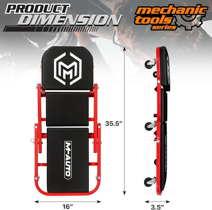 M-AUTO Foldable Z Creeper 2-in-1 Rolling Folding Car Creeper & Seat, 330LBS - Image 2
