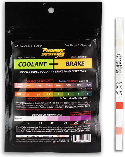 Phoenix Systems 8006-B Double-Ended Brake Fluid + Coolant Test Strips, 1 Pack by Phoenix+Systems