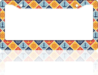 Anchor Rudder License Plate Frame Nautical Stainless Steel License Plate Holder by TINALUIN