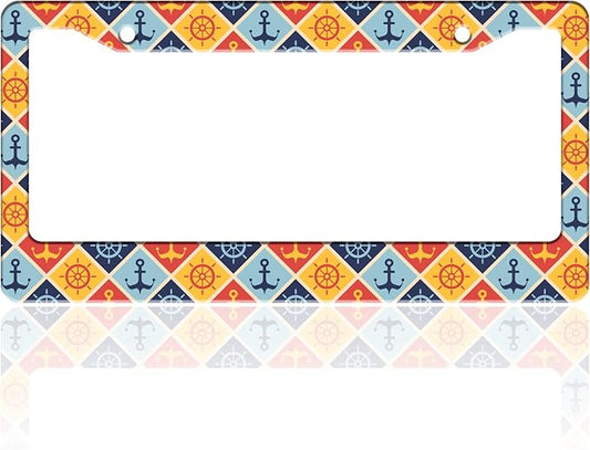 Anchor Rudder License Plate Frame Nautical Stainless Steel License Plate Holder by TINALUIN