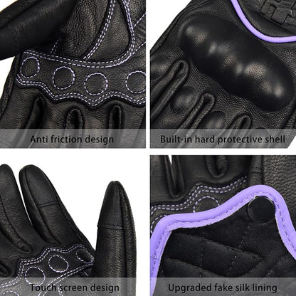 Harssidanzar Women's Motorcycle Gloves, Leather Motorcycle Gloves, Motorbike - Image 2