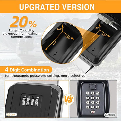 Car Window Lock Box for Turo, Car Key Lock Box, 4-Digit Combination Lockbox - Image 3