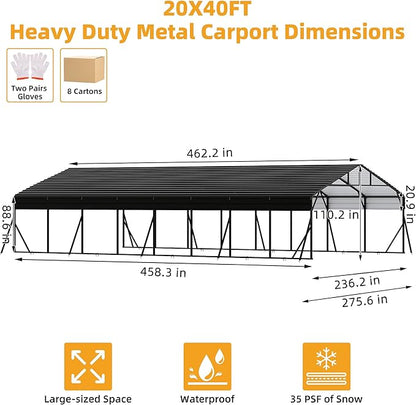 20' x 40' Heavy Duty Metal Carport - Image 2