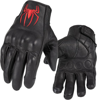 Goatskin Leather Motorcycle Motorbike Powersports Racing Gloves Reflective by Keebik