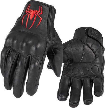 Goatskin Leather Motorcycle Motorbike Powersports Racing Gloves Reflective by Keebik
