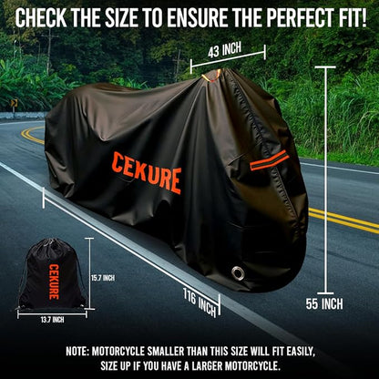 Your Ride! Heavy Duty Motorcycle Cover Waterproof Outdoor 210 Oxford Fabric - Image 2