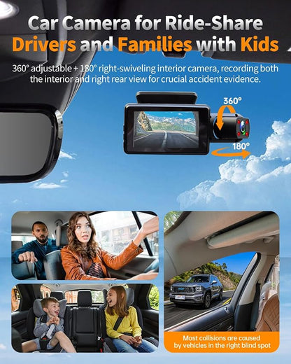2.5K+1080P Dual Dash Cam Front and Inside, WiFi & GPS Dash Camera - Image 4