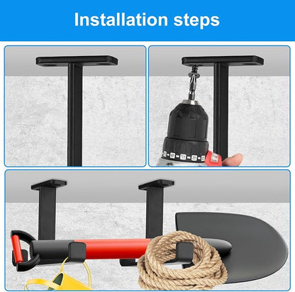 2 Pcs Overhead Garage Storage Hooks Racks, Heavy Duty Garage Bike Hooks - Image 5