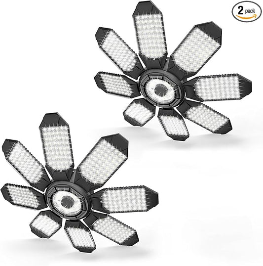 Garage Lights - 40000LM Super Bright Garage Lights Ceiling Led w/ 8 Deformable by POLARPRAUS