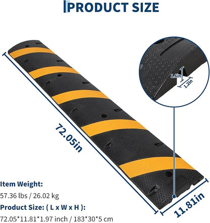 4 PCS 6FT Speed Bumps Wite End for Road, Heavy-Duty 25, 000 lbs Capacity - Image 2