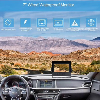 7" 1080P AHD Wired Reverse Rear View Backup Two-Camera System, Guide line - Image 4