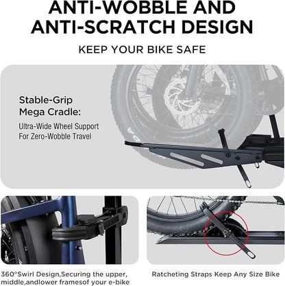 250LBS. Capacity Foldable 3-Ebike Rack - Image 2