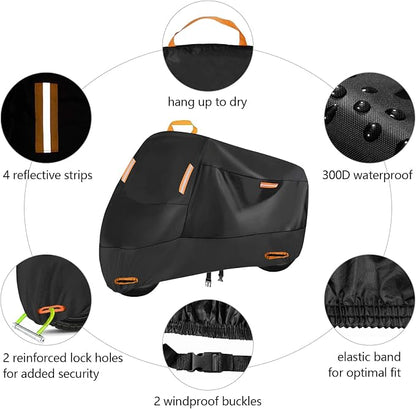 300D Motorbike Cover Waterproof Outdoor, Seceles Durable All Season Protection - Image 2