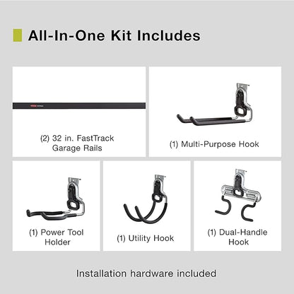 Rubbermaid FastTrack Garage Storage System Tool Hanging Kit, Wall Mount Holder - Image 2