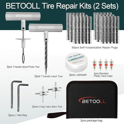 BETOOLL Tire Repair Kit, Sets of 2-24pcs Professional Heavy Duty Universal - Image 2