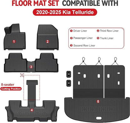 Floor Mats for Kia Telluride 2020-2024 2025 7-seat/8-seat Trunk Mat - Image 8
