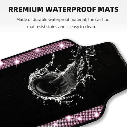 NBTEPEM Pink Bling Car Floor Mats Full Set, Universal Fit Most Cars - Image 3